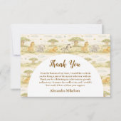 Cute Neutral Safari Animals First Birthday サンキューカード (正面)