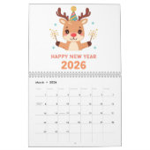 cute new year 2026 wall calendar カレンダー (3月 2026)