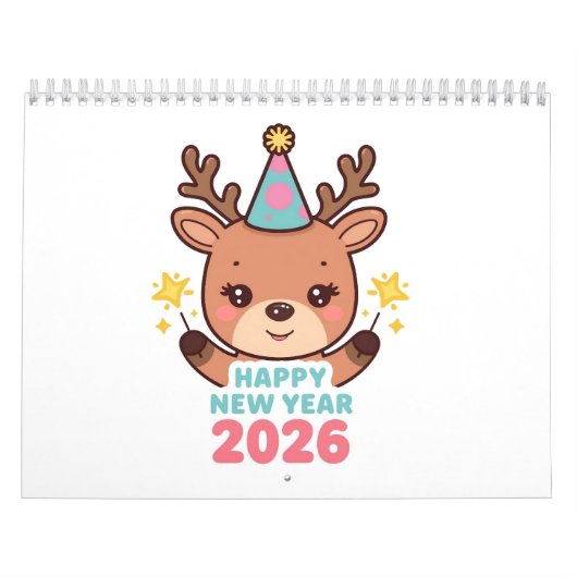 cute new year 2026 wall calendar カレンダー (カバー)