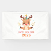 cute new year party banner 2026 横断幕 (横)