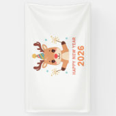 cute new year party banner 2026 横断幕 (縦)