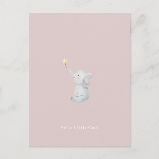 Cute Newborn Baby Hello Little One Elephant Card. ポストカード (正面)