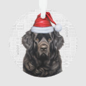 Cute Newfoundland Dog Holiday Christmas Photo オーナメント (裏面)