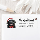 Cute Newfoundland Dog with Santa Hat ラベル (インサイチュ)