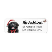 Cute Newfoundland Dog with Santa Hat ラベル (正面)