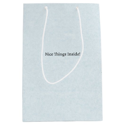 Cute Nice Things Inside Quote Blue Bag ミディアムペーパーバッグ (正面)