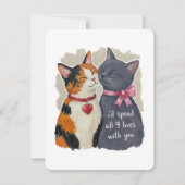Cute Nine Lives Cat Valentine Love Card for Couple シーズンカード (正面)