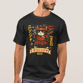 Cute Ninja Cat Cartoon Design Tシャツ