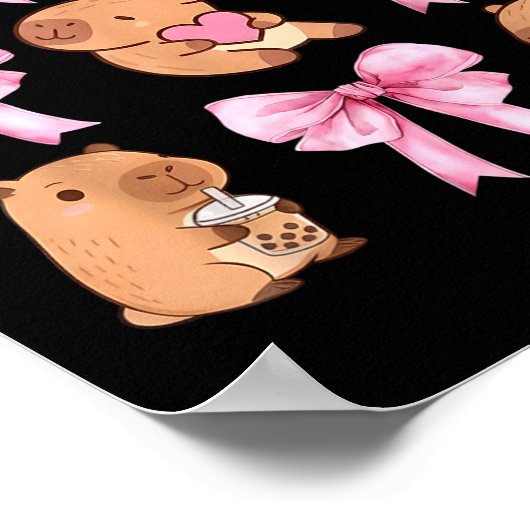 Cute Nk Coquette Bow Kawaii Capybara Lover  ポスター (角)