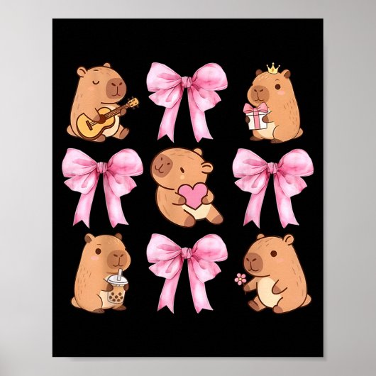 Cute Nk Coquette Bow Kawaii Capybara Lover  ポスター (正面)