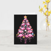 Cute Nk Flamingo Christmas Tree Santa Hat Trocal P カード (黄色い花)