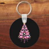 Cute Nk Flamingo Christmas Tree Santa Hat Trocal P キーホルダー (正面)