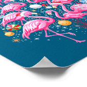 Cute Nk Flamingo Christmas Tree Santa Hat Trocal P ポスター (角)