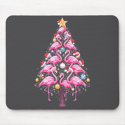 Cute Nk Flamingo Christmas Tree Santa Hat Trocal P マウスパッド (正面)
