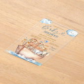 Cute Noah's Ark Gender Neutral Boho Baby Shower アクリル招待状 (レイダウン)