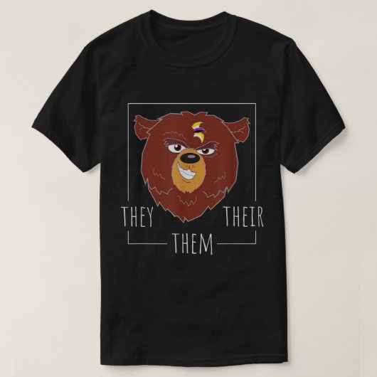 Cute Non Binary Bear They Them Their Agender Gende Tシャツ (デザイン正面)