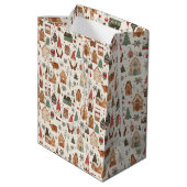 Cute Nordic Christmas Gnomes & Gingerbread Village ミディアムペーパーバッグ (裏面アングル)