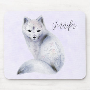 Cute Nordic Fox with Floral Markings マウスパッド