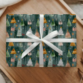 Cute Nordic Winter Woodland Christmas ラッピングペーパー