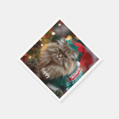 Cute Norwegian Forest Cat Christmas Personalized  スタンダードカクテルナプキン (角)