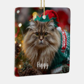 Cute Norwegian Forest Cat Christmas Personalized  セラミックオーナメント (右)
