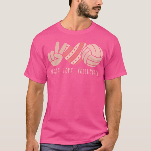 Cute ns Volley Girls Player Peace Love Volleyball  Tシャツ (正面)