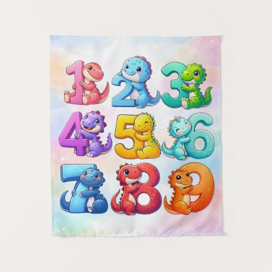 Cute Numbers Animals Maths Poster for Kids タペストリー (正面)