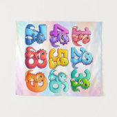 Cute Numbers Animals Maths Poster for Kids タペストリー (正面(横))