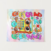 Cute Numbers Characters Maths Poster for Kids タペストリー (正面(横))