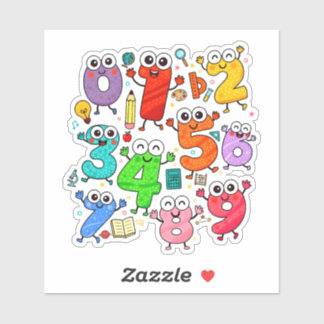 Cute Numbers Characters Sticker for Kids シール