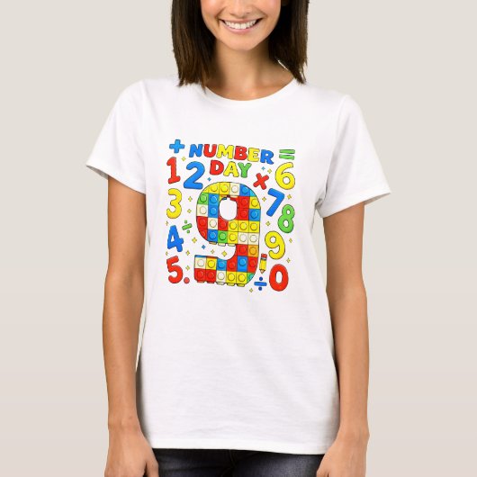 Cute Numbers Learning Cartoon Graphic T Shirt Kids Tシャツ (正面)