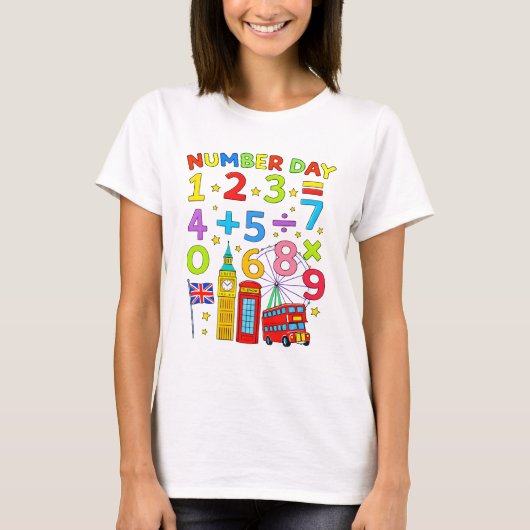 Cute Numbers Maths Learning Cartoon Tee For KidsUK Tシャツ (正面)