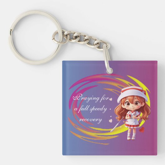 Cute Nurse Cartoon Keychain – Speedy Recovery Gift キーホルダー (正面)