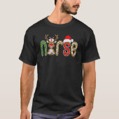 Cute Nurse Christmas Tree Stethoscope RN LPN Scrub Tシャツ (正面)