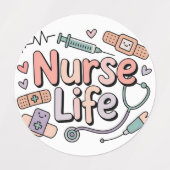 Cute Nurse Life Labels – Pastel Kawaii Medical  ラベル (デザイン1)