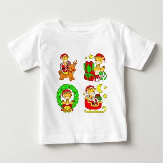 Cute Nursery Animals 2025 Holiday Christmas ベビーTシャツ (正面)