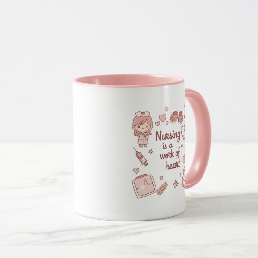 Cute Nursing Mug – Nursing Is a Work of Heart  マグカップ (正面右)