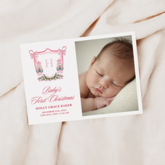 Cute Nutcracker Christmas Monogram Crest Baby シーズンカード