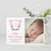 Cute Nutcracker Christmas Monogram Crest Baby シーズンカード (スタンド正面)
