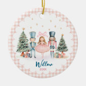 Cute Nutcracker festive ballerina holiday keepsake セラミックオーナメント (正面)