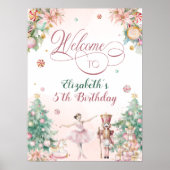 Cute Nutcracker Girls Birthday Party Welcome Sign ポスター (正面)