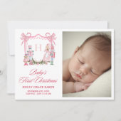 Cute Nutcracker Monogram Crest Baby シーズンカード (正面)