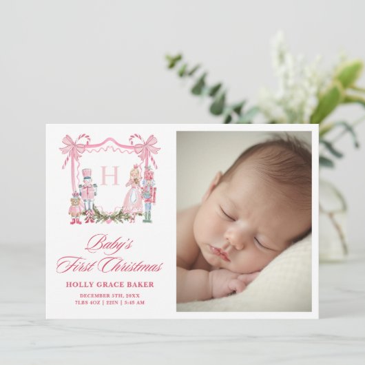 Cute Nutcracker Monogram Crest Baby シーズンカード (スタンド正面)