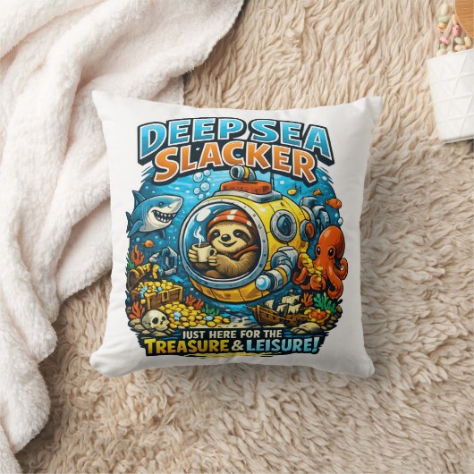 Cute Ocean Adventure Humor, Funny Sloth Diving art クッション (ブランケット)