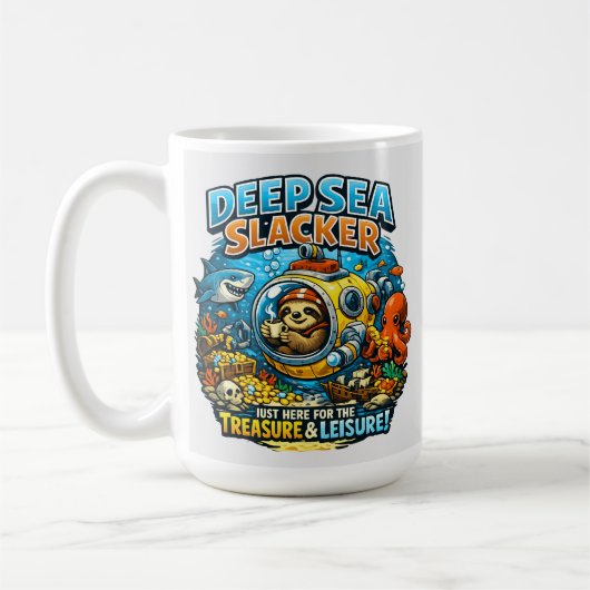 Cute Ocean Adventure Humor, Funny Sloth Diving art コーヒーマグカップ (左)