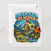 Cute Ocean Adventure Humor, Funny Sloth Diving art ポストカード (正面/裏面)