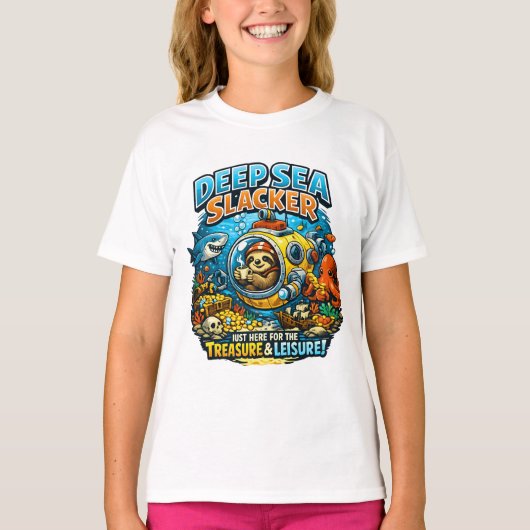 Cute Ocean Adventure Humor, Funny Sloth Diving art Tシャツ (正面)