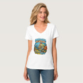 Cute Ocean Adventure Humor, Funny Sloth Diving art Tシャツ (正面フル)