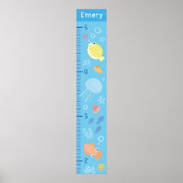 Cute Ocean Animals Growth Chart ポスター
