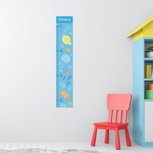 Cute Ocean Animals Growth Chart ポスター (子ども部屋1)